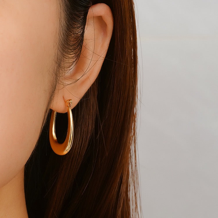 Classic Gold Teardrop Hoop Earrings