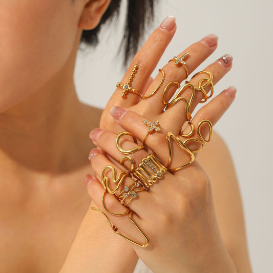 Abstract Wave Rings Collection
