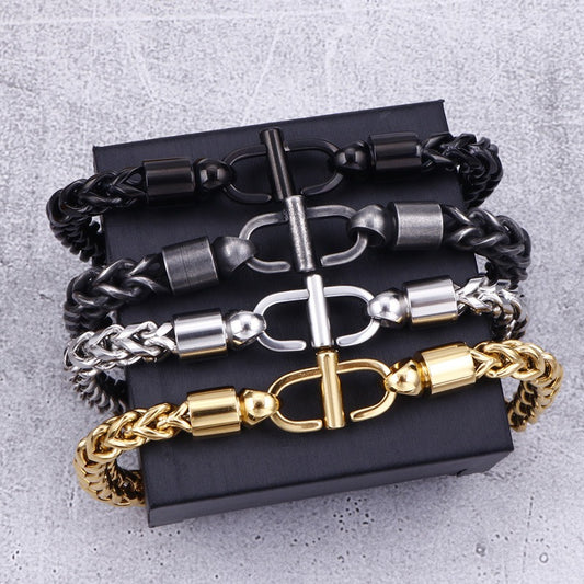 Lock Clasp Chain Bracelet Set ( Gold ,Silver,Black)