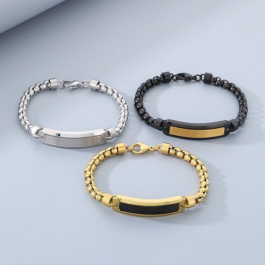 Signature Bar Chain Bracelet (Gold,Black,Silver Option)