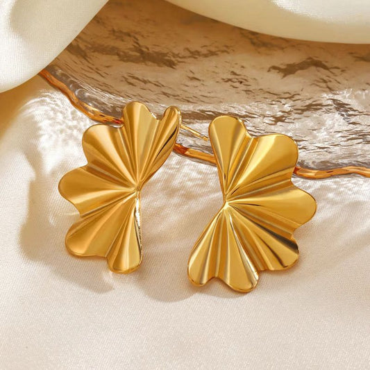 Golden Petal Statement Earrings
