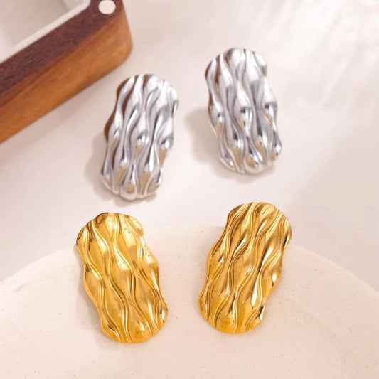 Sculpted Wave Earrings – Available in Gold & Silver