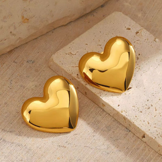 Golden Heart Statement Earrings Price