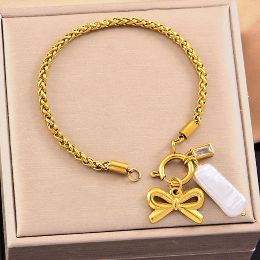 Bow Charm Statement Bracelet
